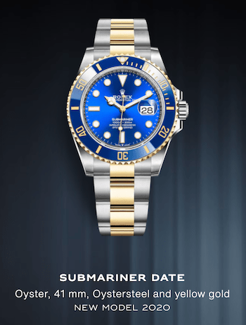 Blue Dial Submariner with Blue Bezel on Yellow Roselor bracelet