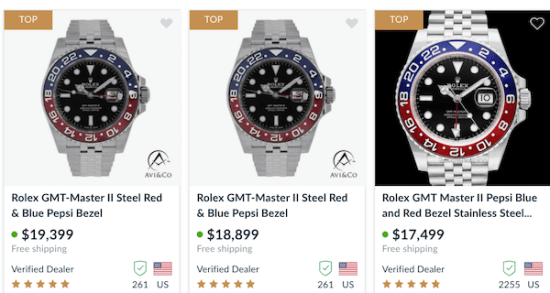 Chrono24 Rolex GMT listings